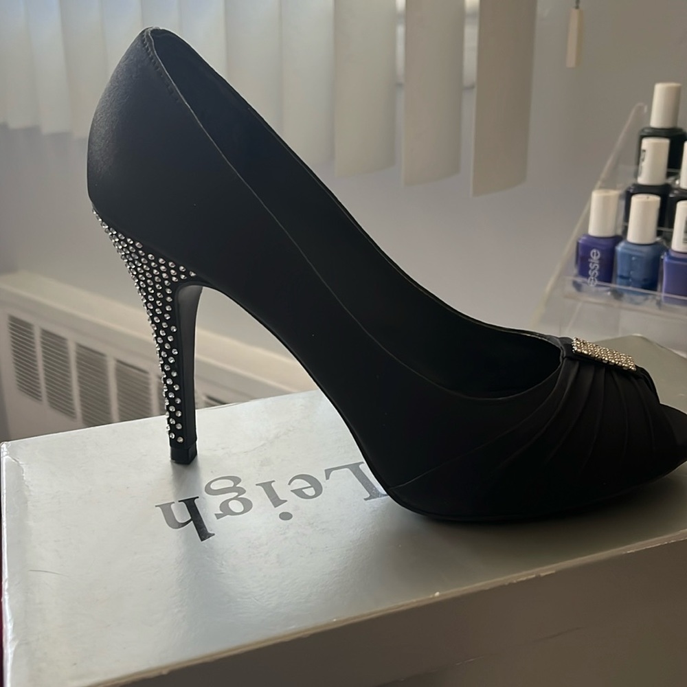 Black and rhinestone heel